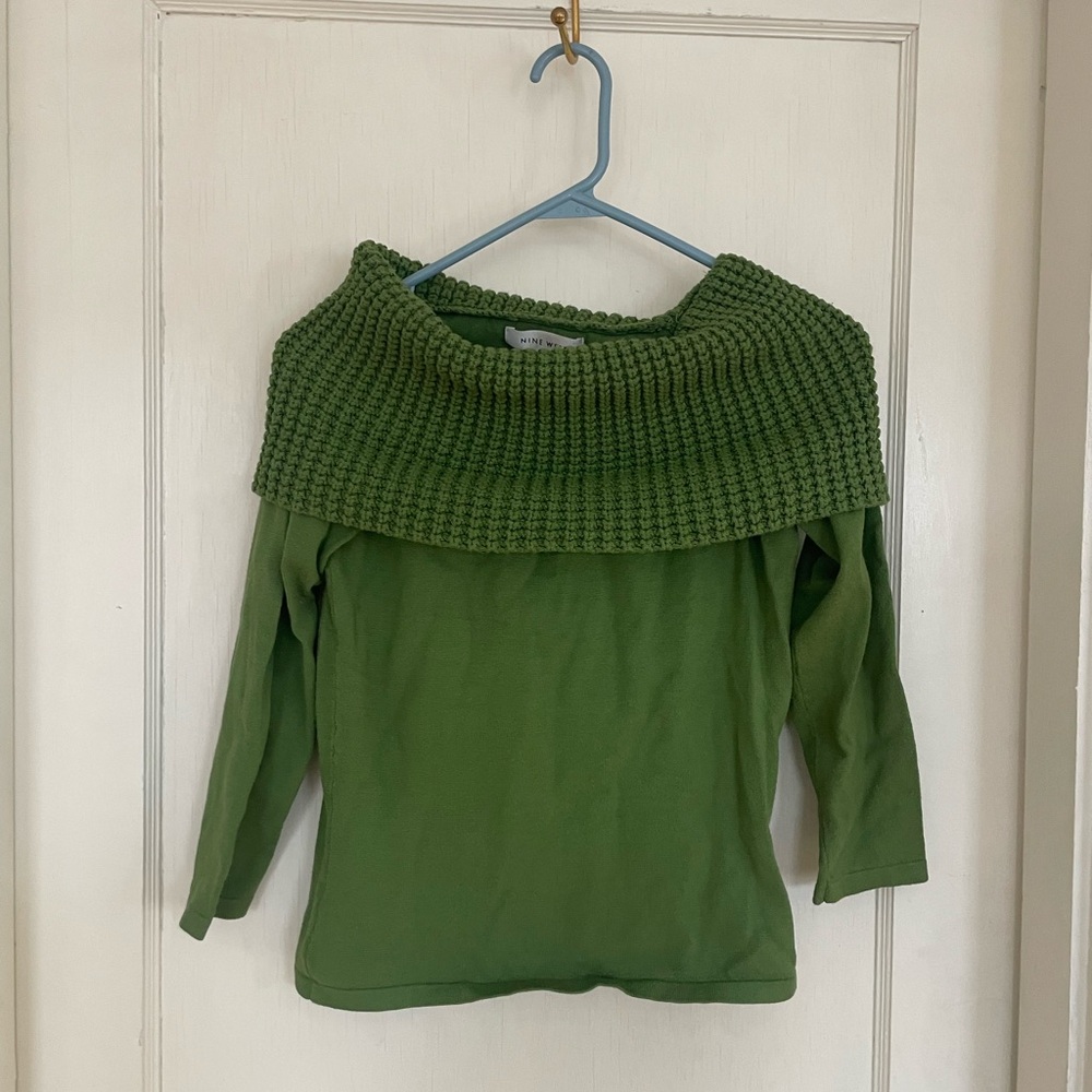 Nine West Textured Green Sweater